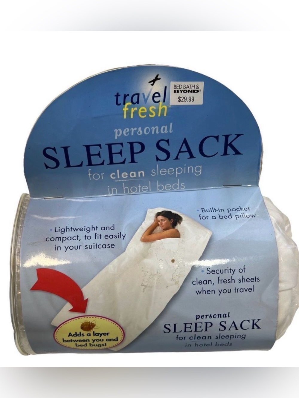 🆕 3️⃣Travel Fresh Personal Sleep Sack - White, One Size NWT